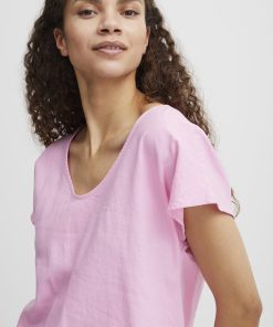 begonia pink blouse with short sleeve 2