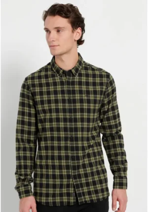 Ανδρικό Flannel πουκάμισο καρό FBM008 029 05 Olive