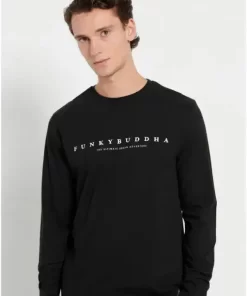 Μακρυμάνικη μπλούζα με branded τύπωμα FBM008 020 07 Black (2)