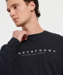 Μακρυμάνικη μπλούζα με branded τύπωμα FBM008 020 07 Navy (3)