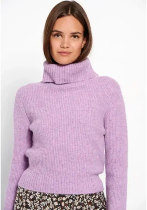 Πλεκτή μπλούζα με ψηλό λαιμό FBL008 122 09 Lavender Fog