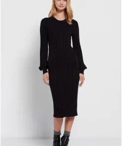 Midi πλεκτό φόρεμα FBL008 102 13 Black (4)
