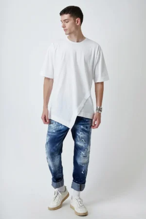 T shirt Asymmetric Line 3506 White (2)