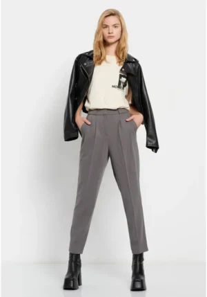 casual παντελόνι με πιέτες FBL008 118 02 Grey (3)