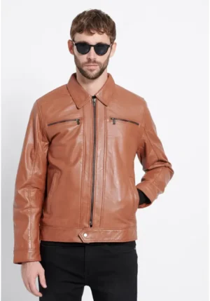 Ανδρικό δερμάτινο jacket (Sheepskin) MRM008 260 01 Brown