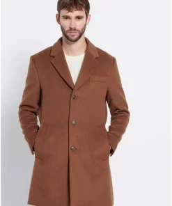 Ανδρικό παλτό με μίξη από μαλλί MRM008 252 01 Cinnamon