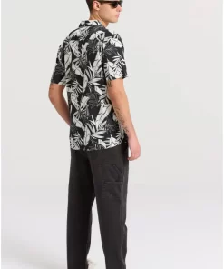 Relaxed fit resort πουκάμισο με all over τύπωμα FBM009 029 05 Black (2)