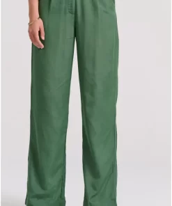 Wide leg linen blend παντελόνα με μονή πιέτα FBL009 106 02 Mineral Green