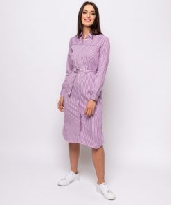 Heavy Tools ριγέ γυναικείο φόρεμα με ζώνη 451Verona Purple (2)