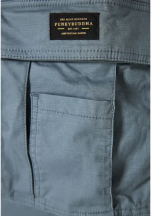 Loose tapered fit cargo παντελόνι σε ζακάρ ύφανση FBM009 037 02 Stormy Blue (3)