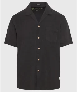 Relaxed fit πουκάμισο από λινό και τεχνητό μετάξι FBM009 008 05 Black