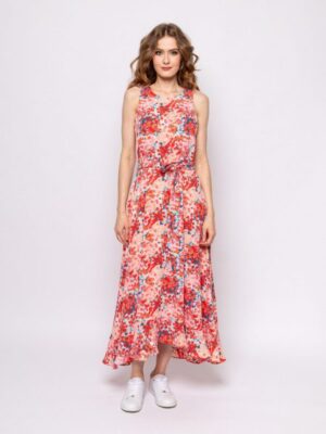 floral αμάνικο φόρεμα 472Valetta Coral