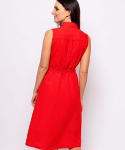αμάνικο φόρεμα με ζώνη 466Viri Red (2)