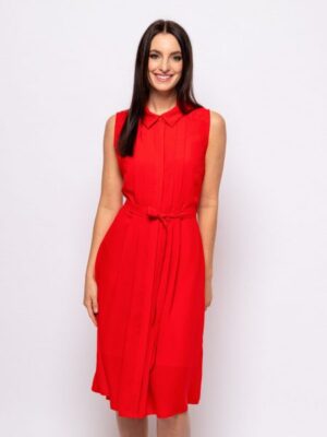 αμάνικο φόρεμα με ζώνη 466Viri Red (4)