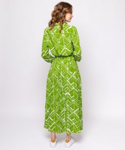 φόρεμα μακρυμάνικο με τύπωμα 457Valma L.T Green (2)