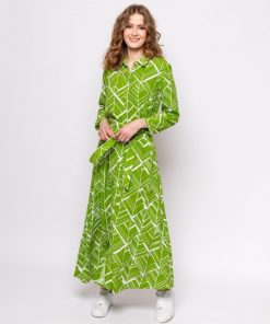 φόρεμα μακρυμάνικο με τύπωμα 457Valma L.T Green (3)