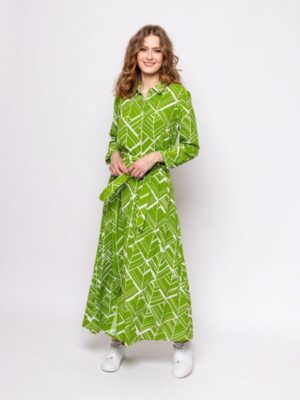 φόρεμα μακρυμάνικο με τύπωμα 457Valma L.T Green (3)