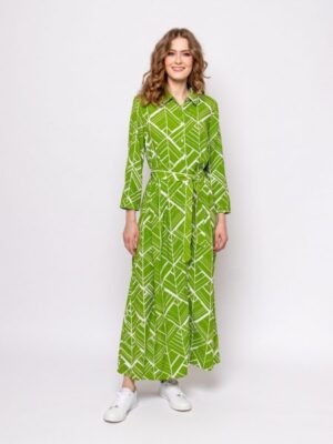 φόρεμα μακρυμάνικο με τύπωμα 457Valma L.T Green (4)