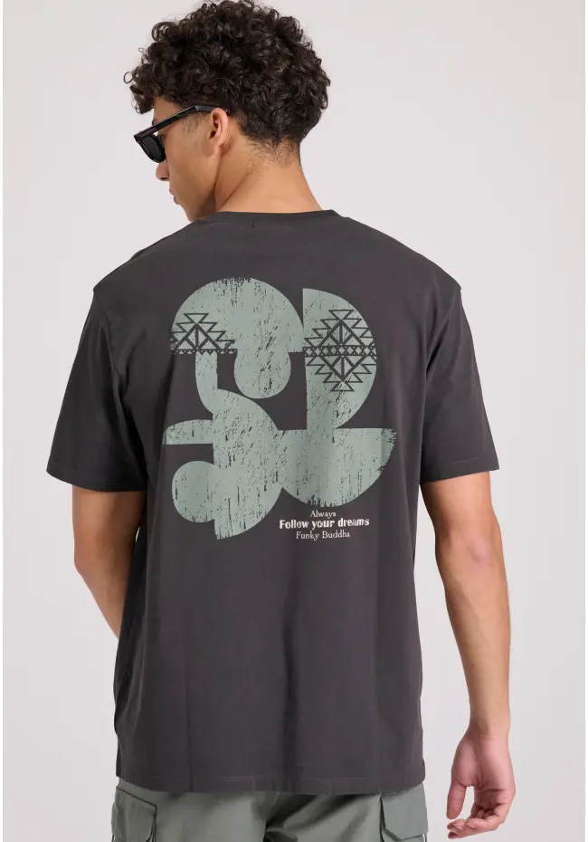 Relaxed fit t shirt με abstract τύπωμα από οργανικό βαμβάκι FBM009 069 04 Anthracite (4)