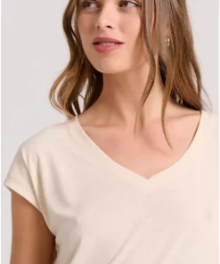 Γυναικείο μονόχρωμο t shirt από βισκόζη FBL009 107 04 Chalk (3)