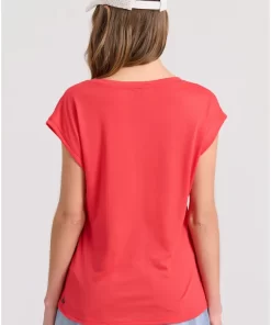 Γυναικείο μονόχρωμο t shirt από βισκόζη FBL009 107 04 Hibiscus (4)