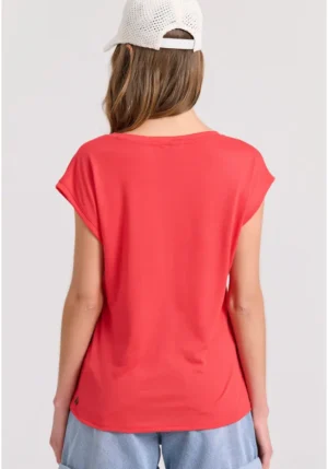 Γυναικείο μονόχρωμο t shirt από βισκόζη FBL009 107 04 Hibiscus (4)