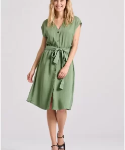 Σεμιζιέ μίντι φόρεμα από lyocell FBL009 147 13 Mineral Green (3)