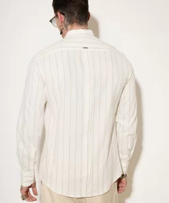 πουκάμισο λινό ριγέ 9006 White