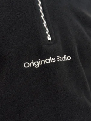 fleece φούτερ μπλούζα με φερμουάρ 12262981 Black (3)