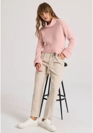 Γυναικείο casual παντελόνι με πιέτες FBL010 132 02 Chalk (3)