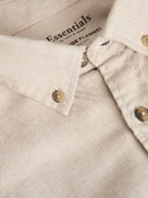 Ανδρικό μονόχρωμο flannel πουκάμισο 12235974 Oatmeal (3)