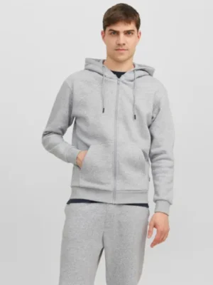 Φούτερ ζακέτα με κουκούλα 12249342 Grey Melange (3)