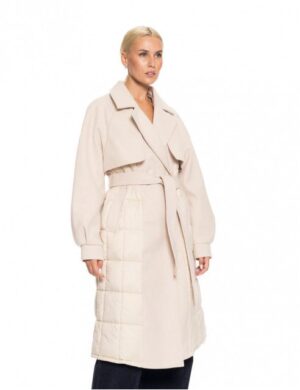 γυναικείο μακρύ πανωφόρι με ζώνη 52 101 054 L.T Beige (3)