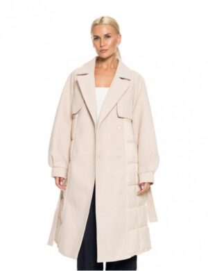 γυναικείο μακρύ πανωφόρι με ζώνη 52 101 054 L.T Beige