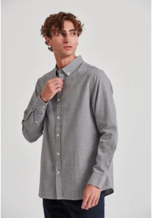 Ανδρικό flannel πουκάμισο με μοτίβο FBM010 046 05 Off White (4)