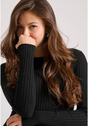 Γυναικεία πλεκτή μπλούζα με βισκόζη FBL010 103 09 Black (3)