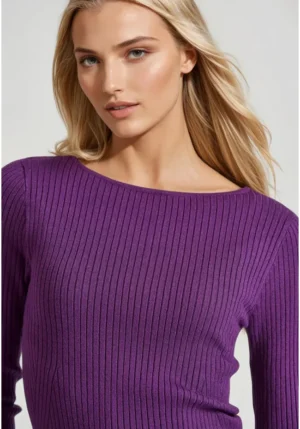 Γυναικεία πλεκτή μπλούζα με βισκόζη FBL010 103 09 Purple (3)