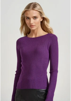 Γυναικεία πλεκτή μπλούζα με βισκόζη FBL010 103 09 Purple
