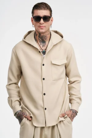 oversize πουκάμισο Cool Hooded 902547 Beige (3)