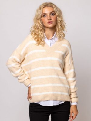 Γυναικείο πλεκτό πουλόβερ Hassic T53015 Beige (4)