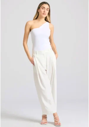 Loose fit παντελόνι με πιέτες στη μέση FBL011 116 02 White (3)