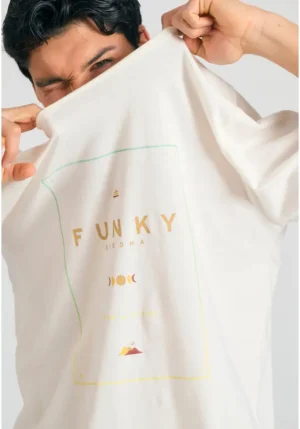 Organic cotton t shirt με minimal branded τύπωμα FBM011 097 04 Off White