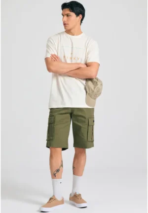 Organic cotton t shirt με minimal branded τύπωμα FBM011 097 04 Off White (2)