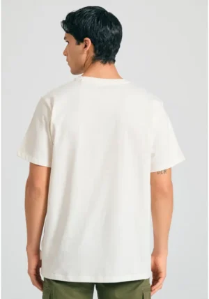 Organic cotton t shirt με minimal branded τύπωμα FBM011 097 04 Off White (4)