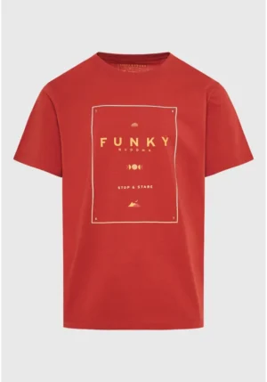Organic cotton t shirt με minimal branded τύπωμα FBM011 097 04 Space Brown
