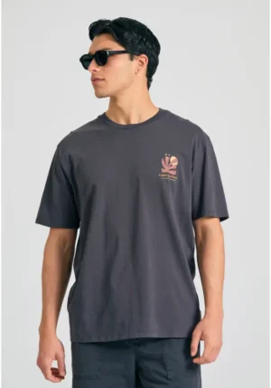 Relaxed t shirt από οργανικό βαμβάκι με abstract τύπωμα FBM011 087 04 Anthracite