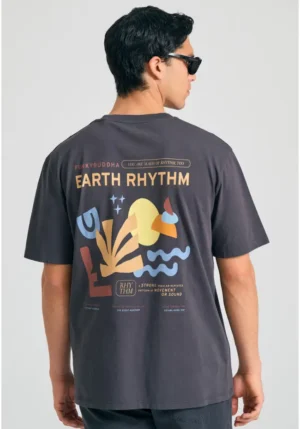 Relaxed t shirt από οργανικό βαμβάκι με abstract τύπωμα FBM011 087 04 Anthracite (4)