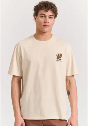 Relaxed t shirt από οργανικό βαμβάκι με abstract τύπωμα FBM011 087 04 Chalk