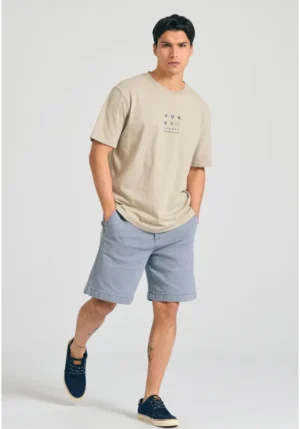 Relaxed t shirt με text artwork τύπωμα στην πλάτη FBM011 043 04 Stone (2)