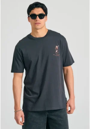 Relaxed t shirt με text artwork τύπωμα στην πλάτη FBM011 060 04 Anthracite (4)